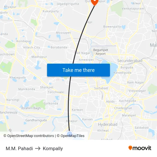 M.M. Pahadi to Kompally map