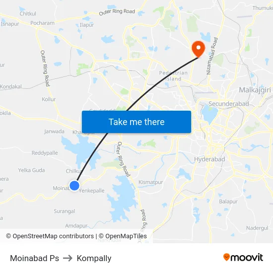 Moinabad Ps to Kompally map
