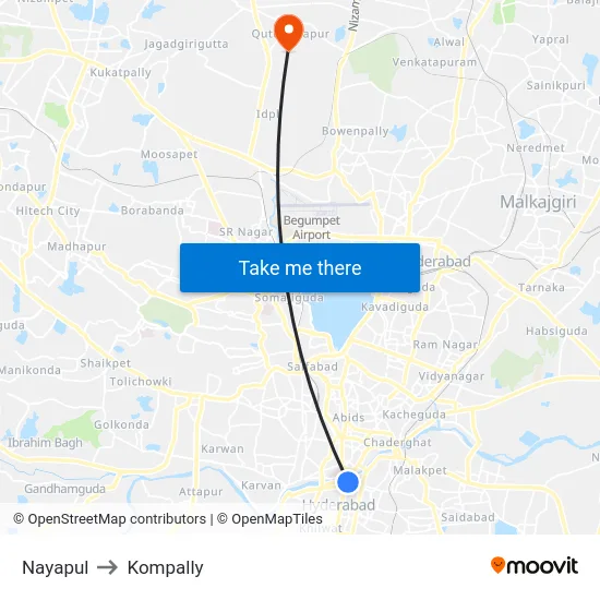 Nayapul to Kompally map