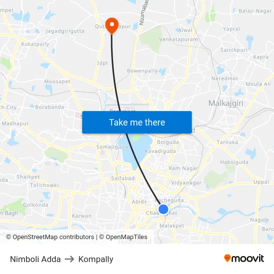Nimboli Adda to Kompally map