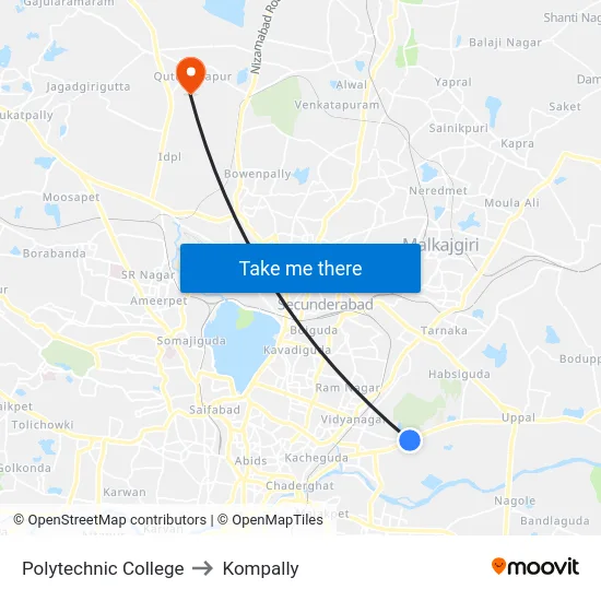Polytechnic College to Kompally map