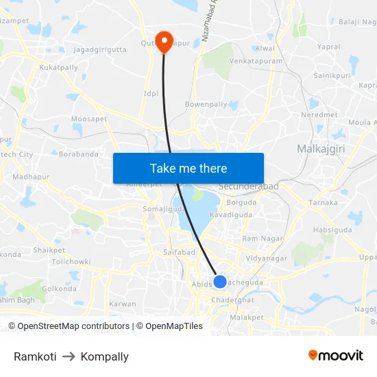 Ramkoti to Kompally map