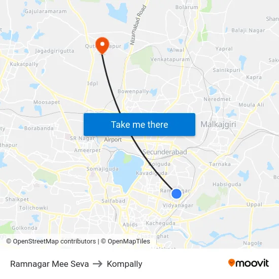 Ramnagar Mee Seva to Kompally map
