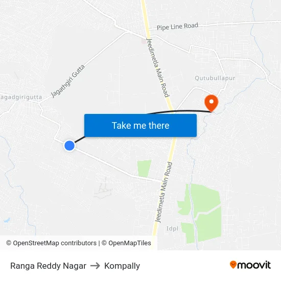 Ranga Reddy Nagar to Kompally map