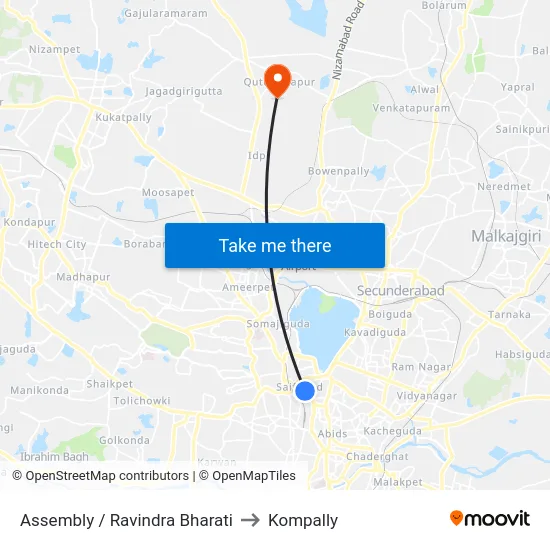 Assembly / Ravindra Bharati to Kompally map