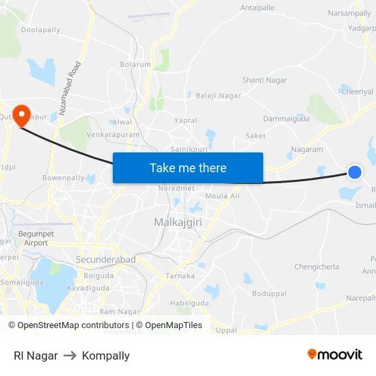 Rl Nagar to Kompally map