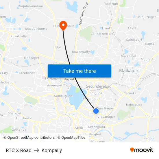 RTC X Road to Kompally map