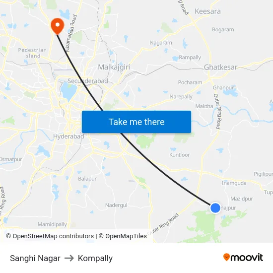 Sanghi Nagar to Kompally map