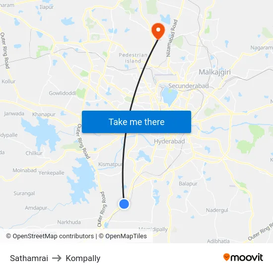 Sathamrai to Kompally map