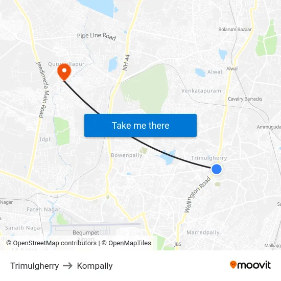 Trimulgherry to Kompally map