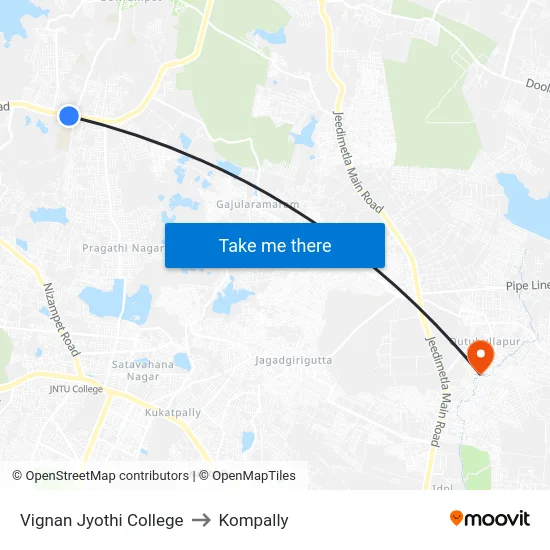 Vignan Jyothi College to Kompally map
