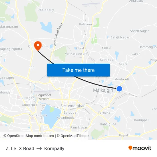 Z.T.S. X Road to Kompally map