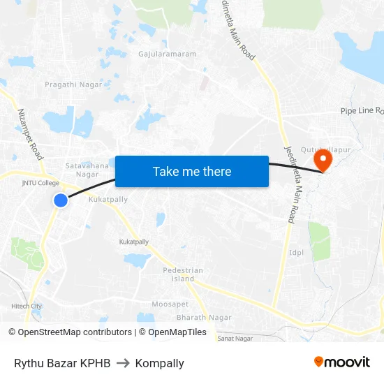 Rythu Bazar KPHB to Kompally map