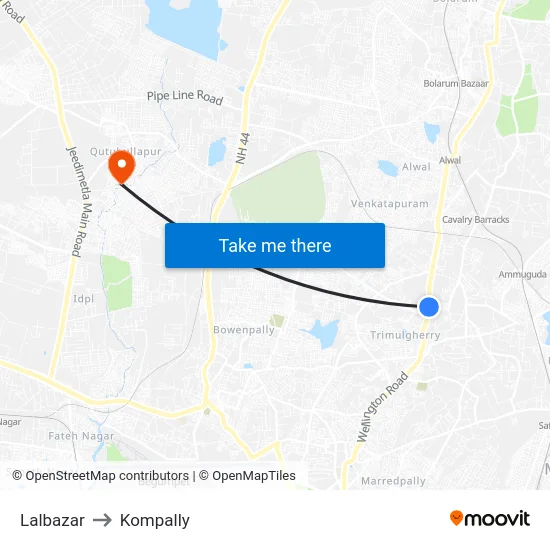 Lalbazar to Kompally map