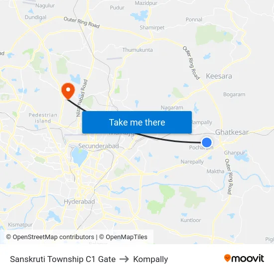 Sanskruti Township C1 Gate to Kompally map