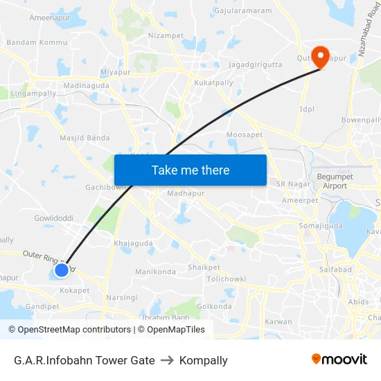 G.A.R.Infobahn Tower Gate to Kompally map