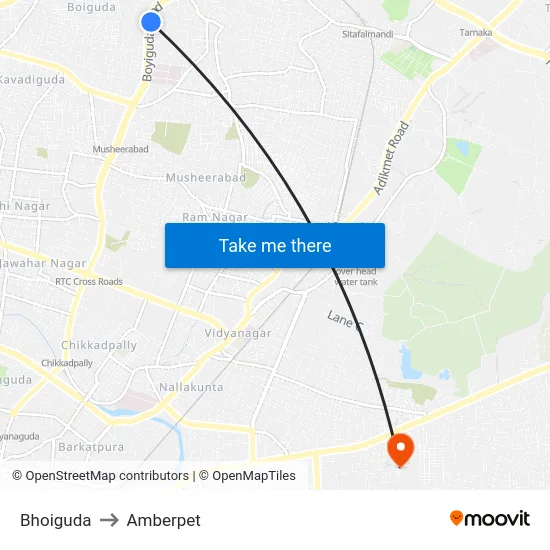 Bhoiguda to Amberpet map