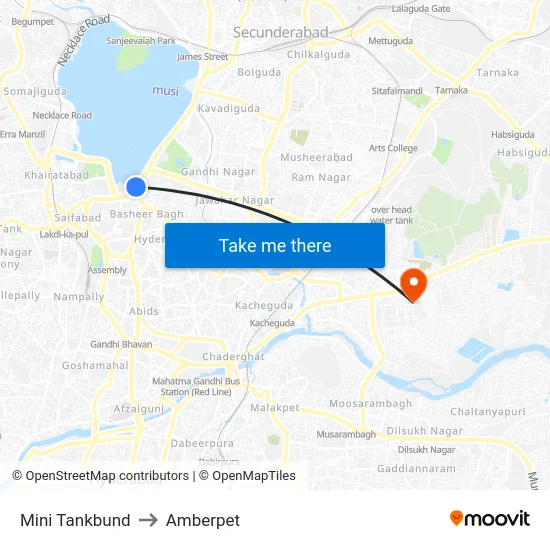 Mini Tankbund to Amberpet map