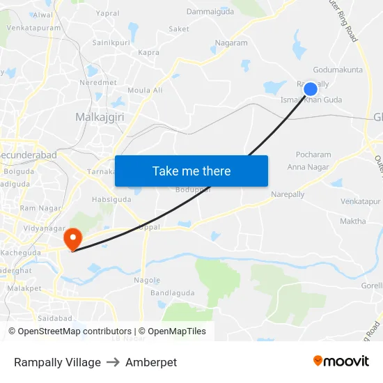 Rampally Village to Amberpet map
