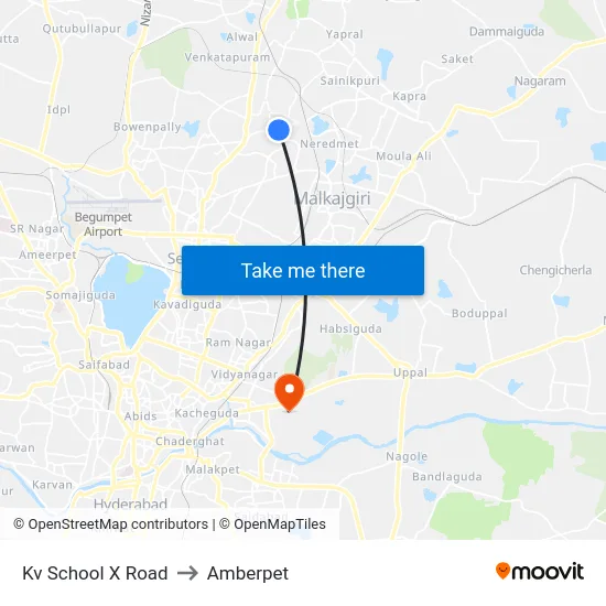 Kv School X Road to Amberpet map