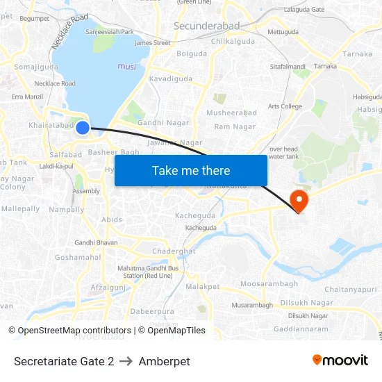 Secretariate Gate 2 to Amberpet map