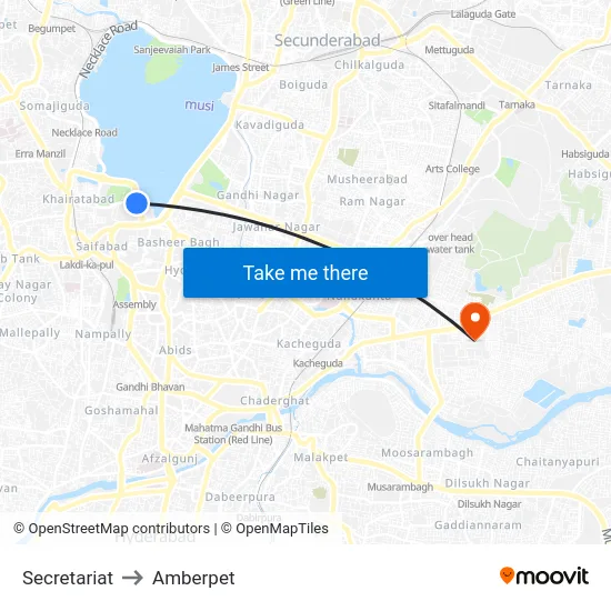 Secretariat to Amberpet map