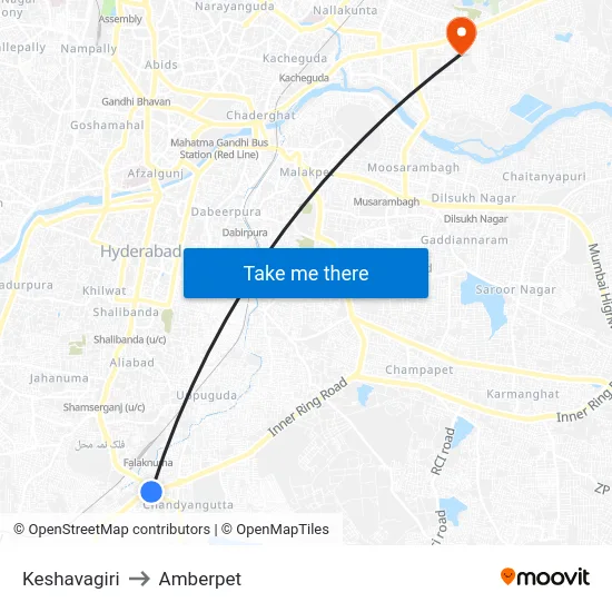 Keshavagiri to Amberpet map