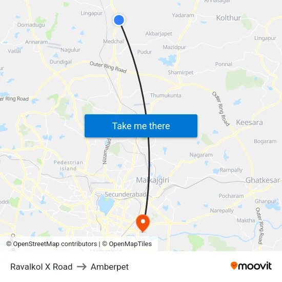 Ravalkol X Road to Amberpet map