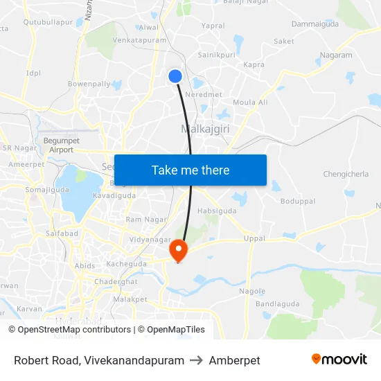 Robert Road, Vivekanandapuram to Amberpet map