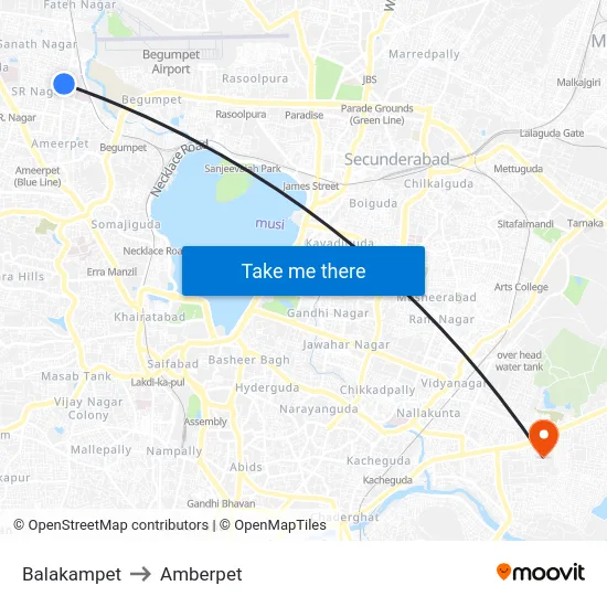 Balakampet to Amberpet map