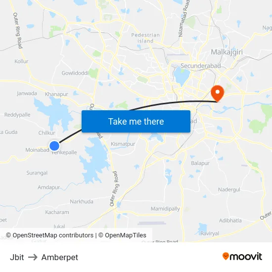 Jbit to Amberpet map