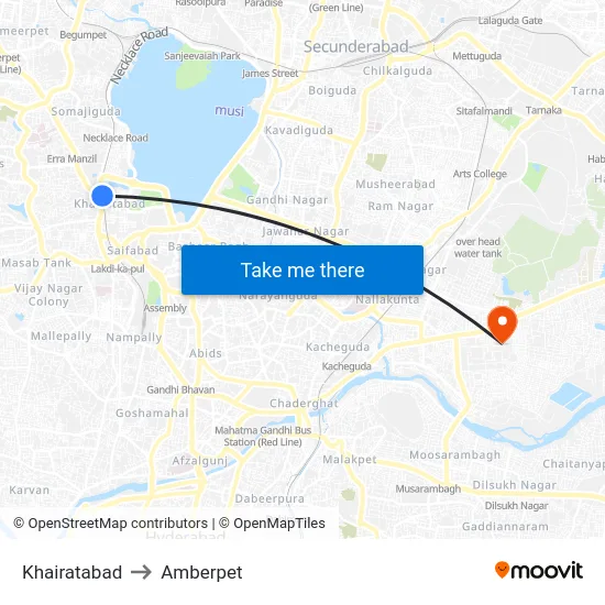 Khairatabad to Amberpet map