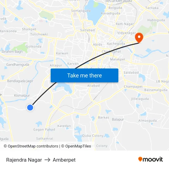 Rajendra Nagar to Amberpet map