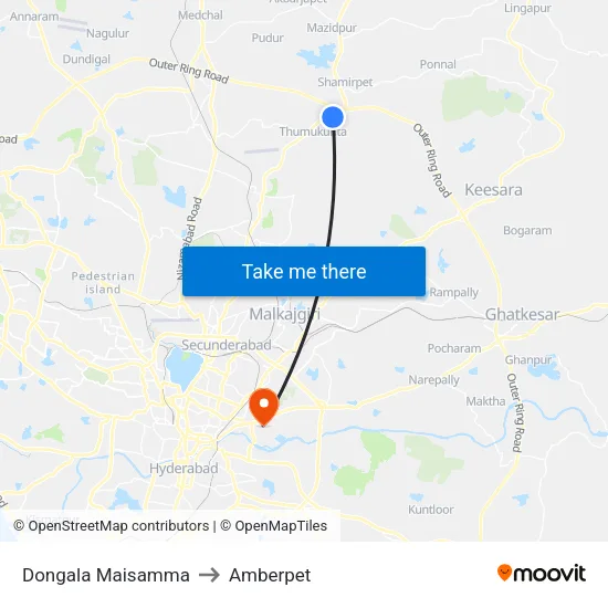 Dongala Maisamma to Amberpet map