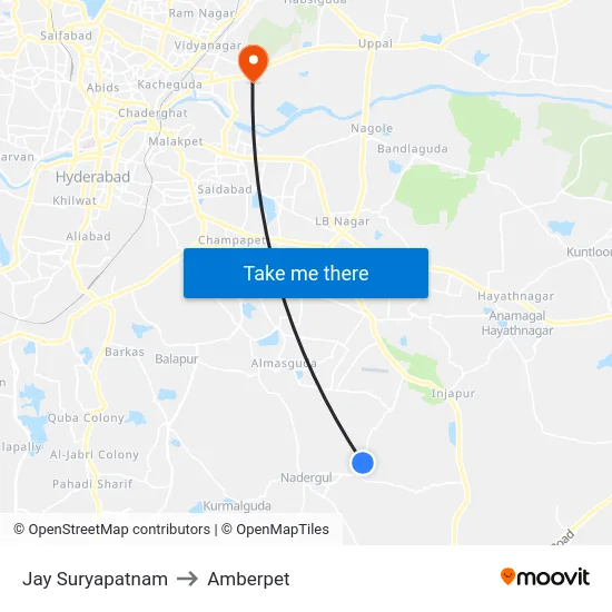 Jay Suryapatnam to Amberpet map