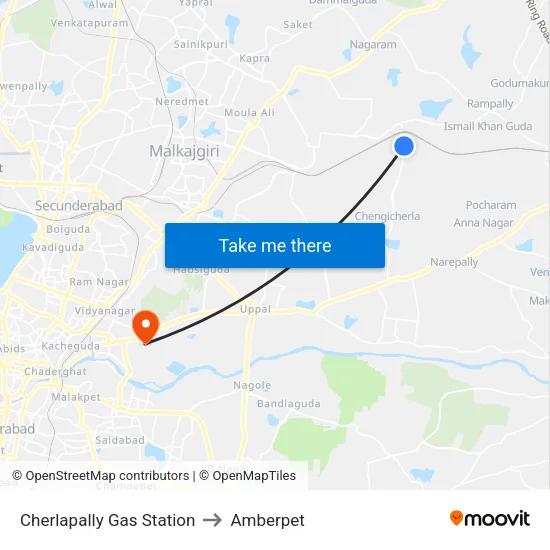 Cherlapally Gas Station to Amberpet map