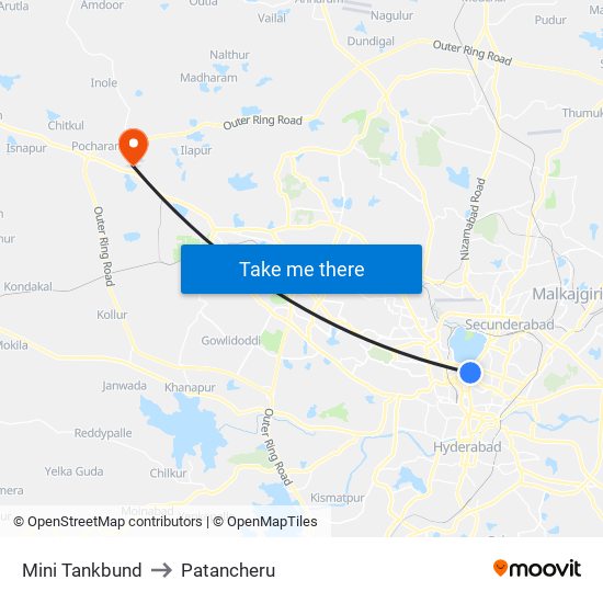 Mini Tankbund to Patancheru map