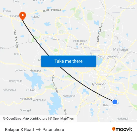 Balapur X Road to Patancheru map