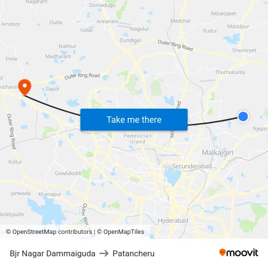 Bjr Nagar Dammaiguda to Patancheru map