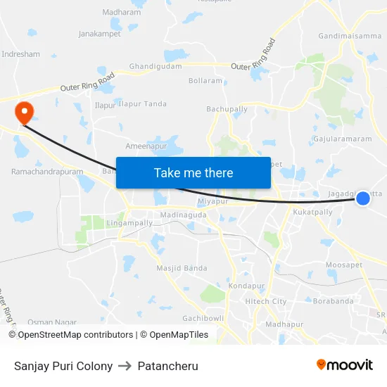 Sanjay Puri Colony to Patancheru map