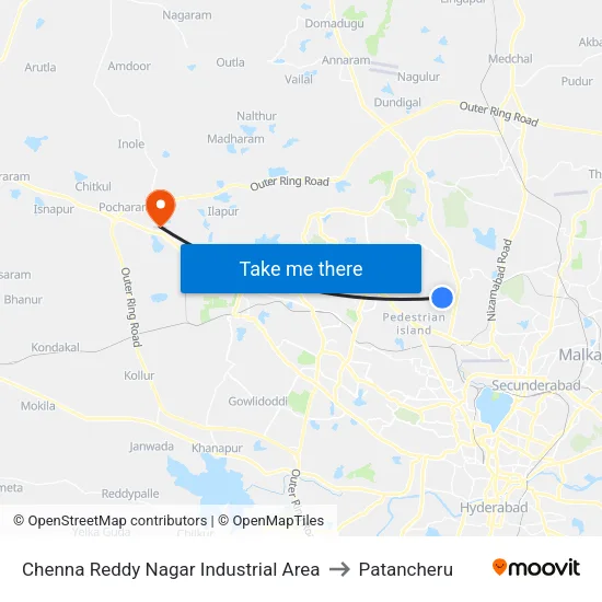 Chenna Reddy Nagar Industrial Area to Patancheru map