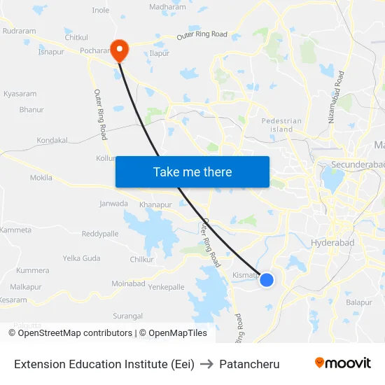 Extension Education Institute (Eei) to Patancheru map