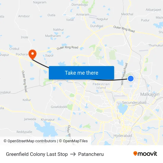 Greenfield Colony Last Stop to Patancheru map