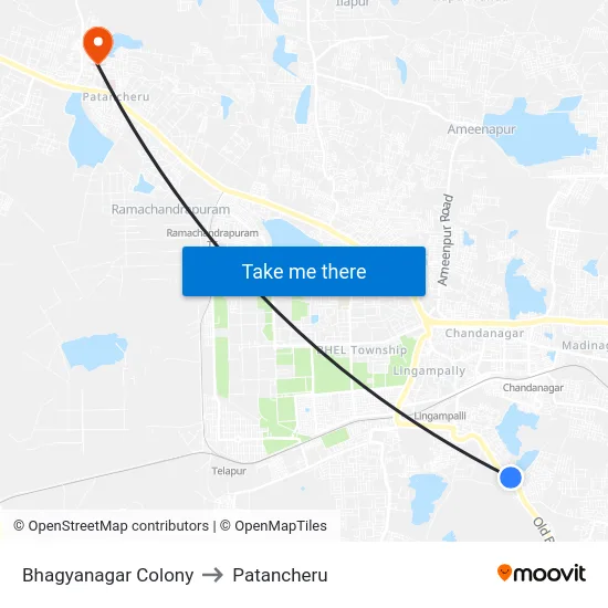 Bhagyanagar Colony to Patancheru map