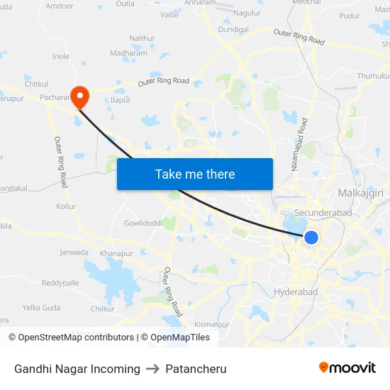 Gandhi Nagar Incoming to Patancheru map