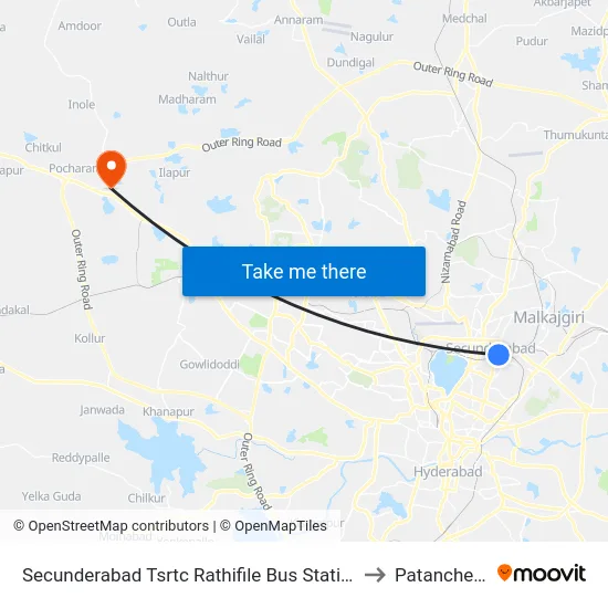 Secunderabad Tsrtc Rathifile Bus Station to Patancheru map