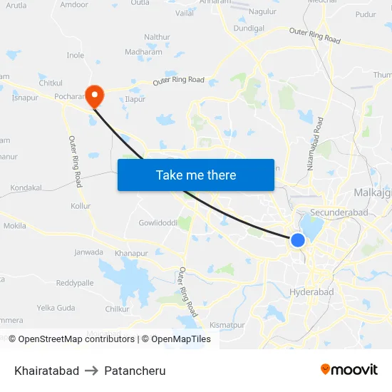 Khairatabad to Patancheru map