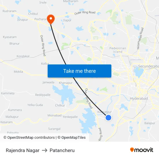 Rajendra Nagar to Patancheru map
