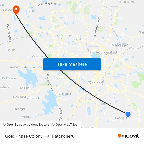 Gold Phase Colony to Patancheru map