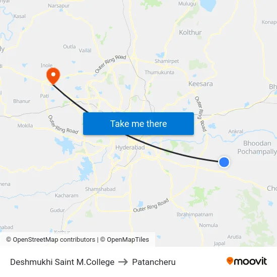 Deshmukhi Saint M.College to Patancheru map